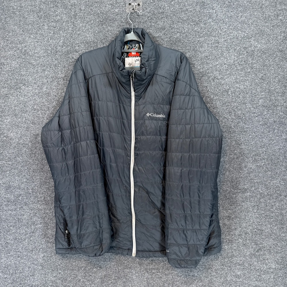 Columbia Puffer Jacket Mens XL Gray Omni-Heat Quilted Lightweight Insulated